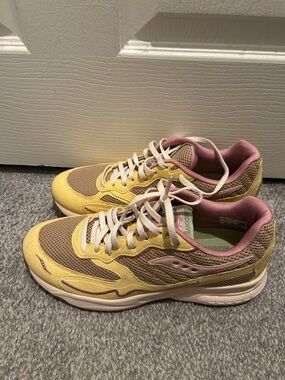 Saucony Yellow and Pink Women's Athletic Sneakers